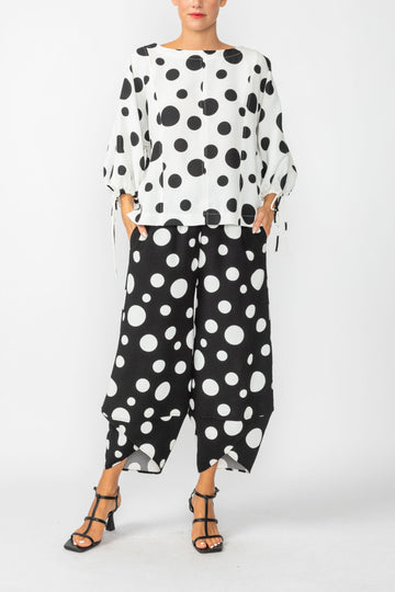 White Drop Bubble Sleeve Spaghetti Top